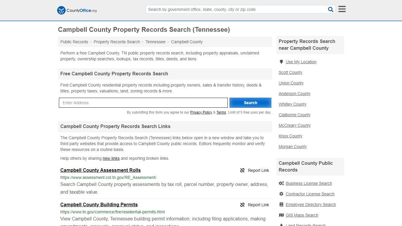 Property Records Search - Campbell County, TN (Assessments ...